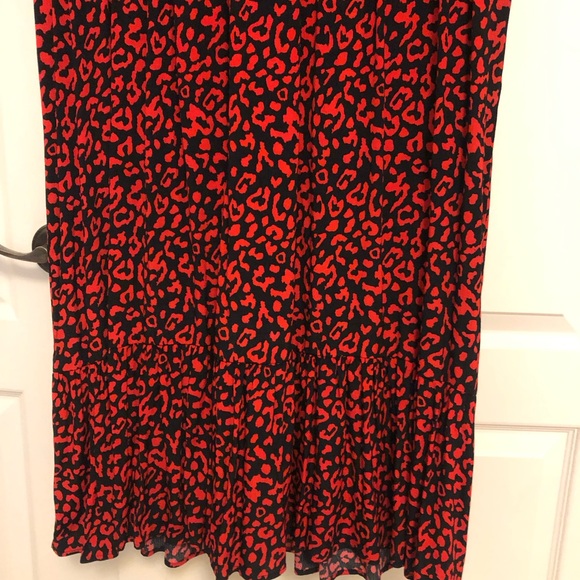 DEAL!!Red, black animal print flattering midi dress, XS - Picture 3 of 6
